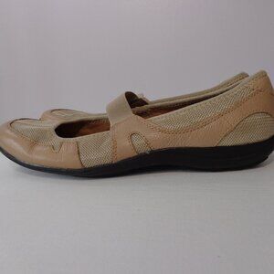 Natural Soul by Naturalizer Women's Mary Jane Shoes Beige Leather Flats Sz 9.5M